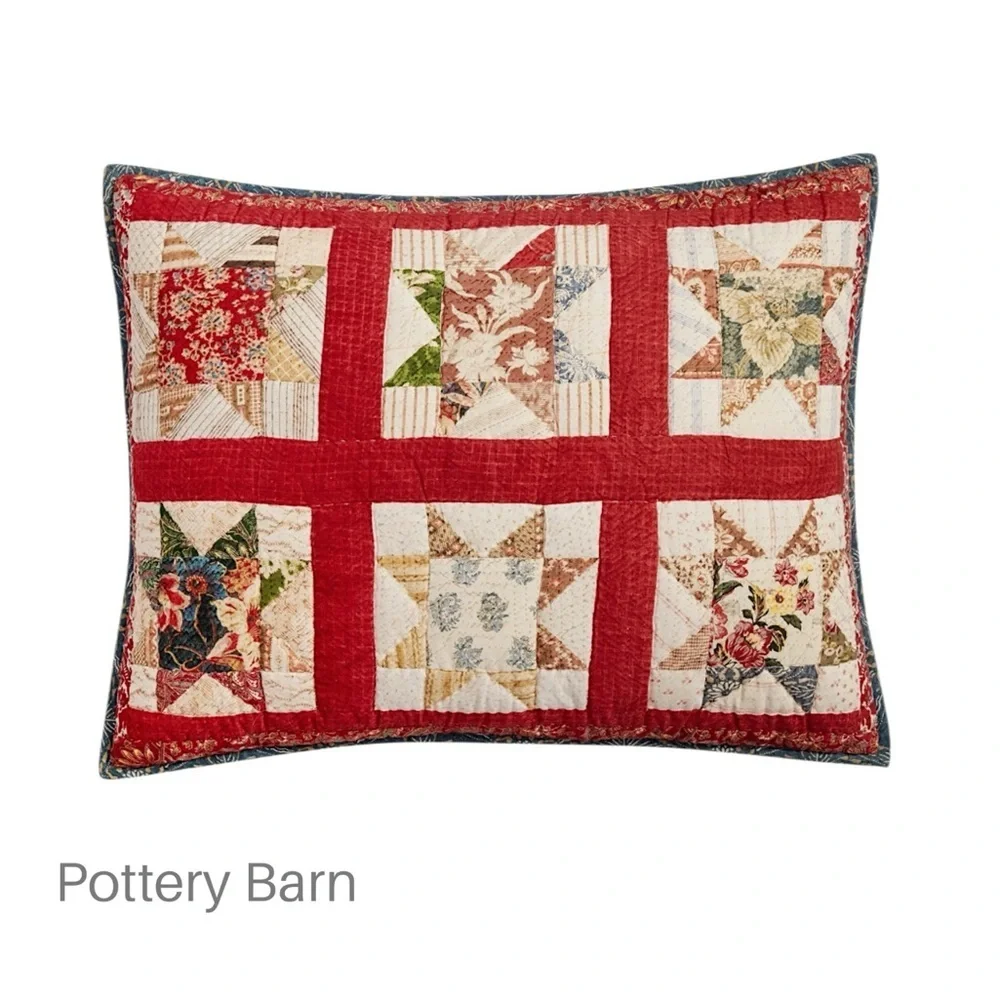 NWT | POTTERY BARN SET OF TWO EMERSON STANDARD PILLOW SHAMS HAND QUILTED COTTON